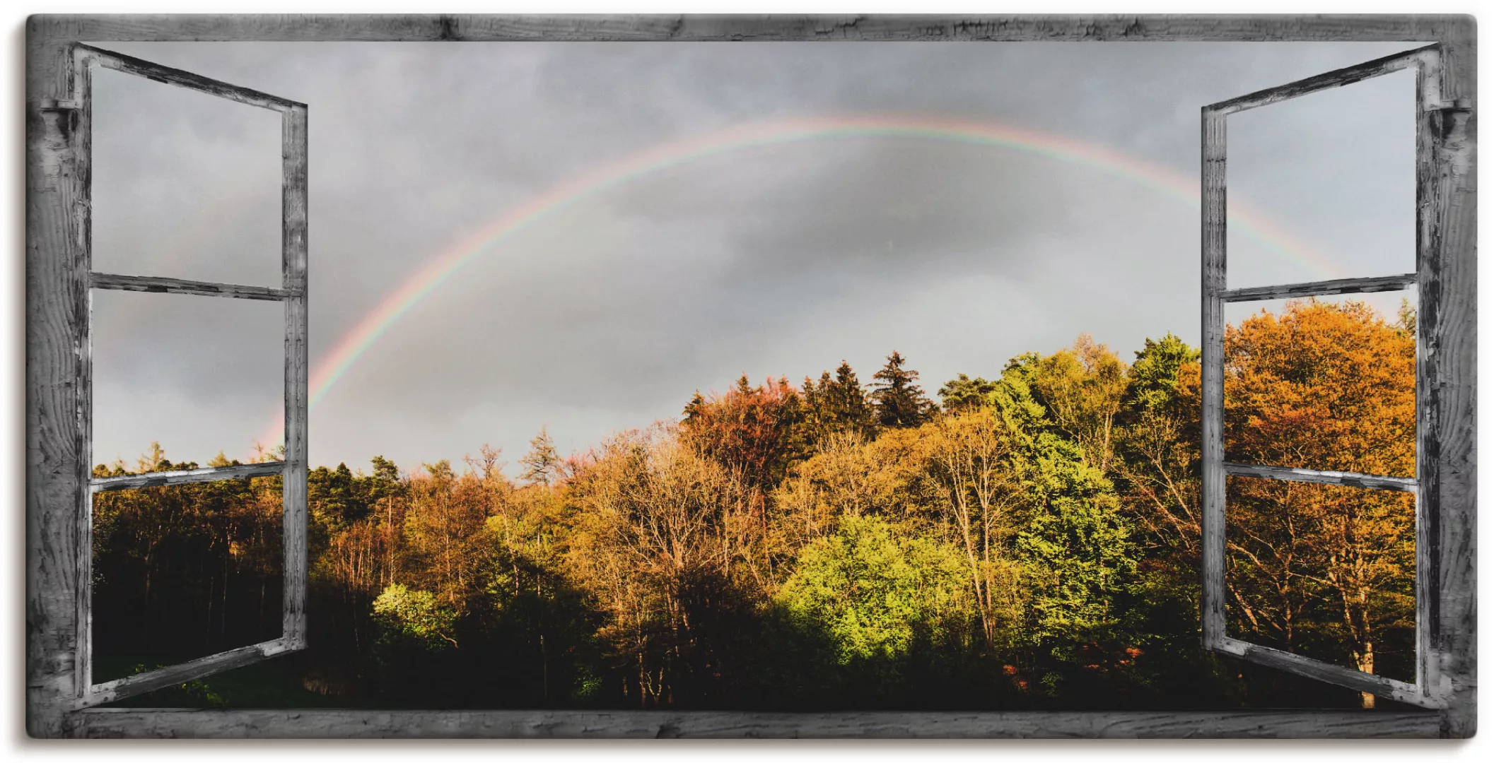 Artland Wandbild "Fensterblick - Regenbogen", Fensterblick, (1 St.), als Le günstig online kaufen