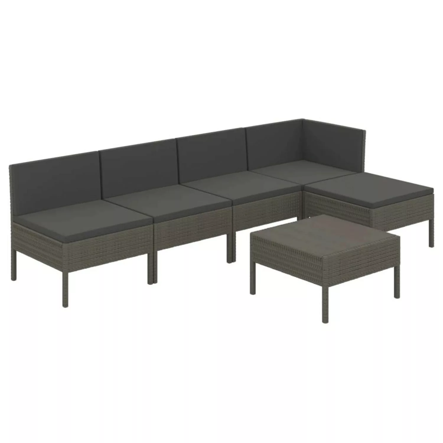 6-tlg. Garten-lounge-set Mit Auflagen Poly Rattan Grau günstig online kaufen