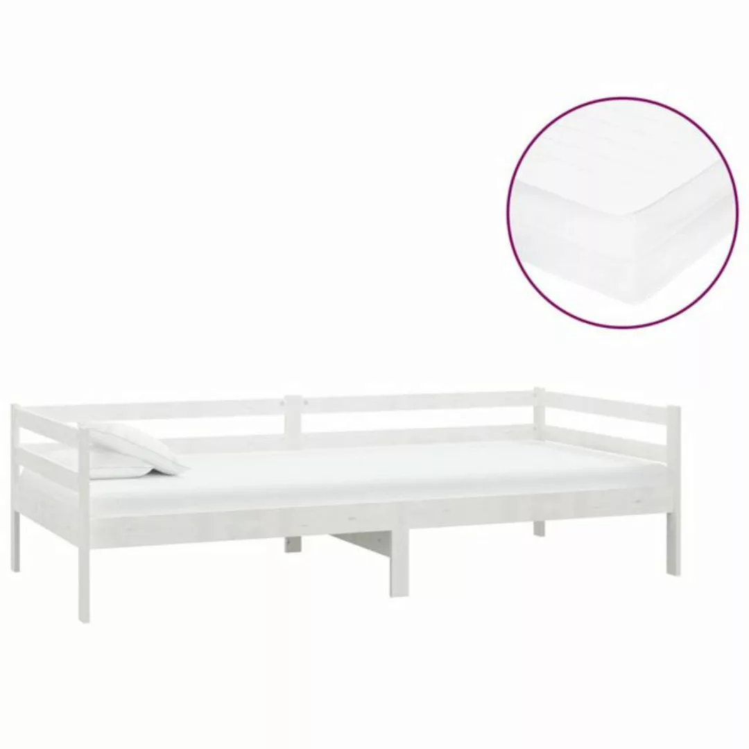 vidaXL Gästebett Tagesbett Gästebett mit Matratze 90x200 cm Weiß Kiefer Mas günstig online kaufen