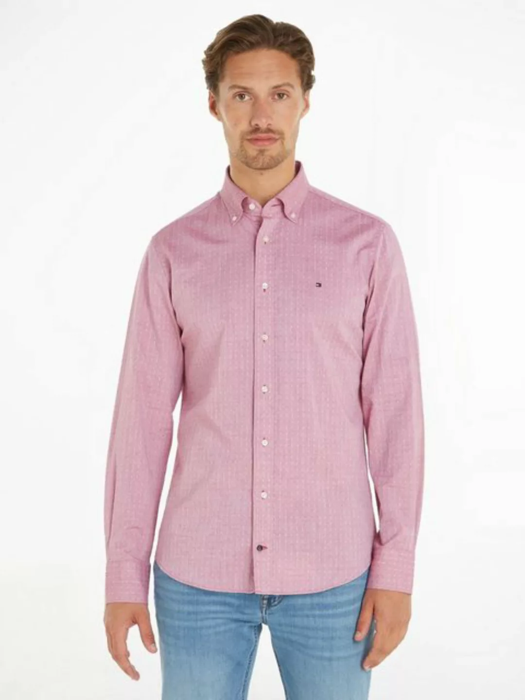 Tommy Hilfiger Langarmhemd CL W-OXFORD DOBBY RF SHIRT mit dezenter Labelfla günstig online kaufen