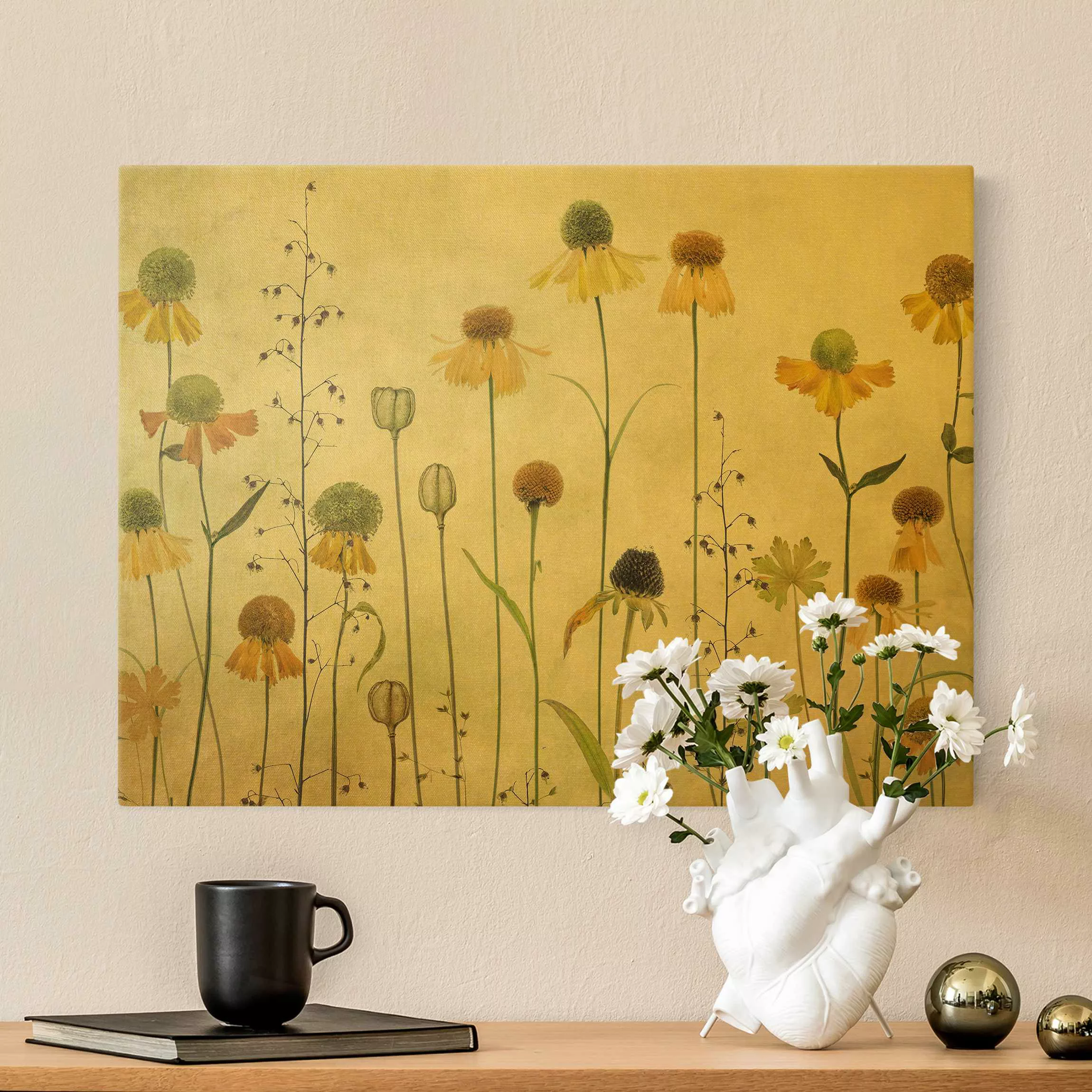 Leinwandbild Zarte Helenium Blüten günstig online kaufen