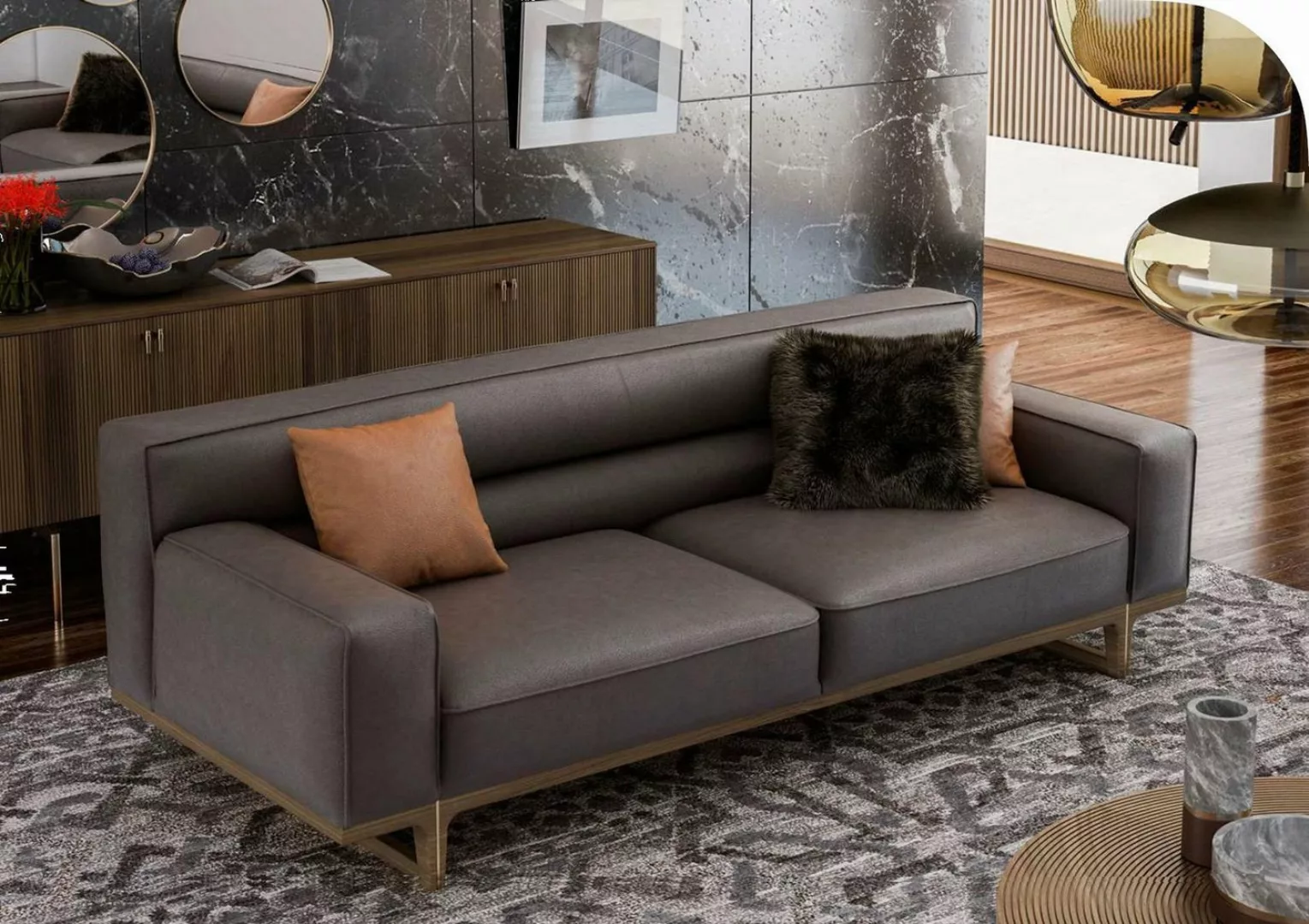 JVmoebel Sofa Grauer Dreisitzer Moderne Luxus Couch Wohnzimmermöbel Wohnzim günstig online kaufen