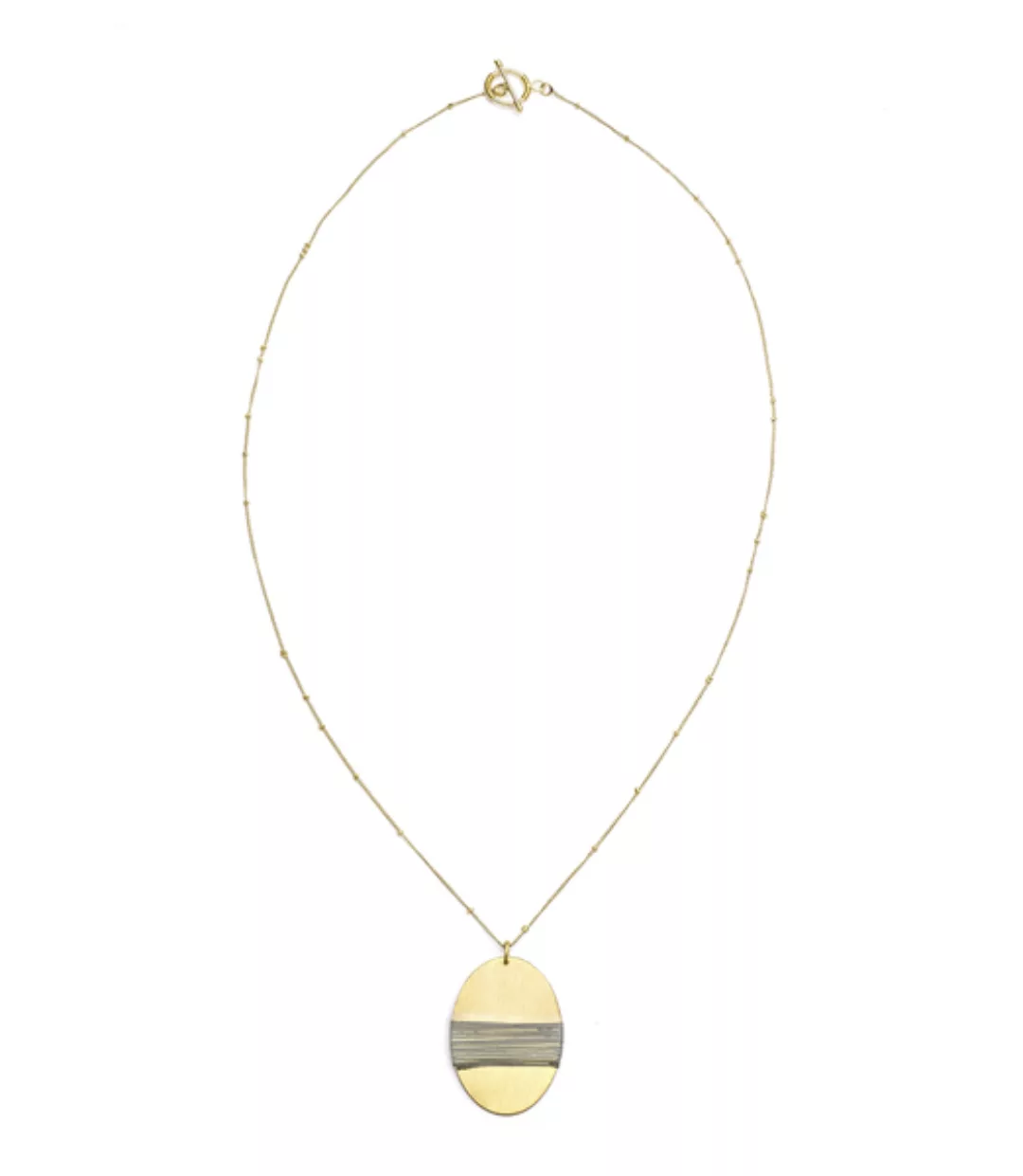 Halskette Kaia, Anhänger Oval, Gold-farben / Grau günstig online kaufen