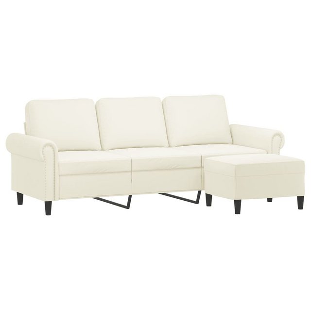 vidaXL Sofa 3-Sitzer-Sofa mit Hocker Creme 180 cm Samt günstig online kaufen