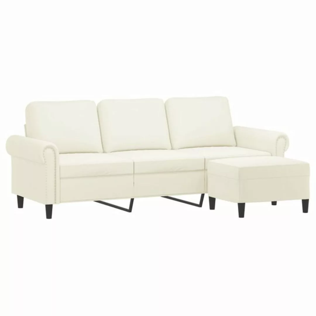 vidaXL Sofa 3-Sitzer-Sofa mit Hocker Creme 180 cm Samt günstig online kaufen