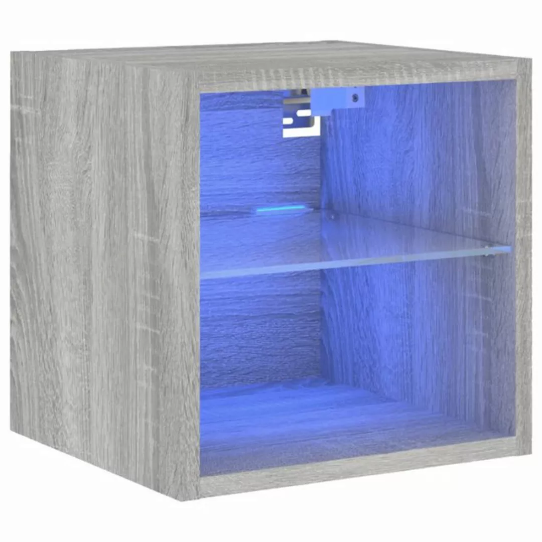 vidaXL Hängeschrank Hängeschrank Wandschrank mit LED Leuchten Grau Sonoma 3 günstig online kaufen