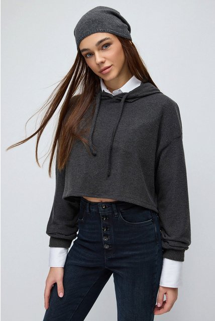 No Matter What Sweatshirt Weicher Kapuzen-Crop-Top aus Strickstoff günstig online kaufen