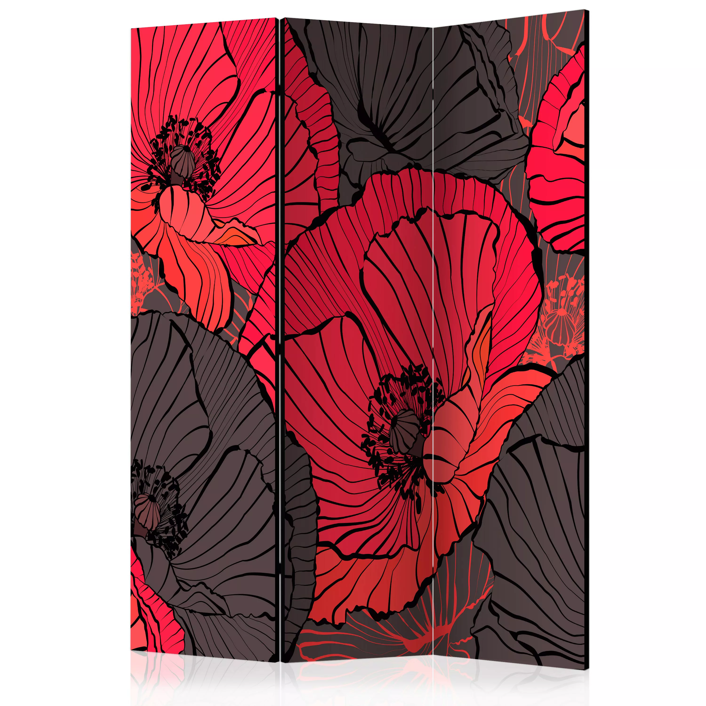 3-teiliges Paravent - Pleated Poppies [room Dividers] günstig online kaufen