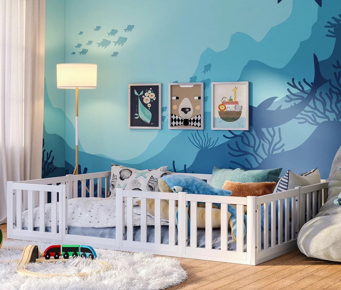 Bellabino Kinderbett Tapi (140x200, weiß, inkl. Lattenrost und Rausfallschu günstig online kaufen