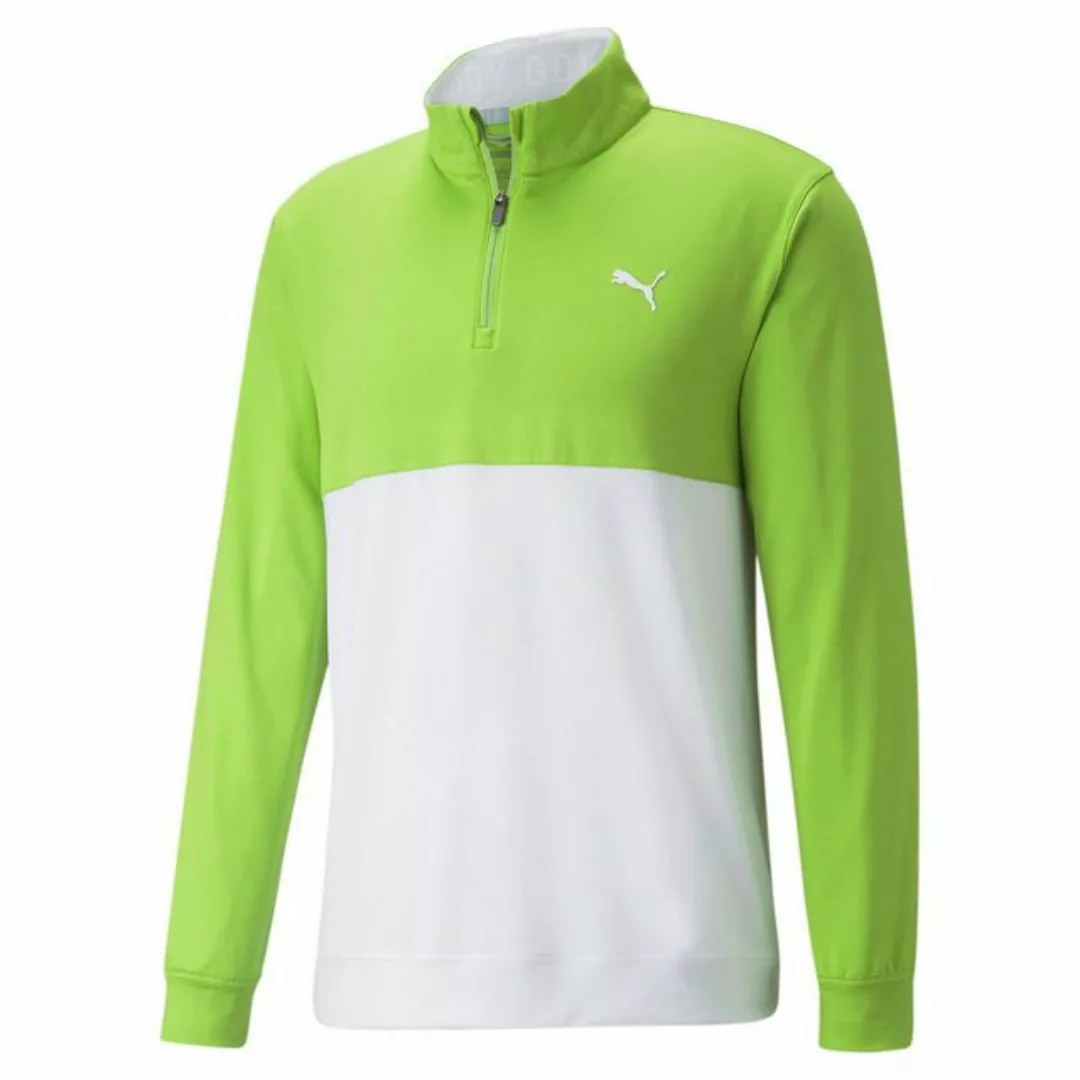 PUMA Longsweatshirt Puma Golf Layer Gamer Colorblock 1/4 Zip Grün/Weiß Herr günstig online kaufen