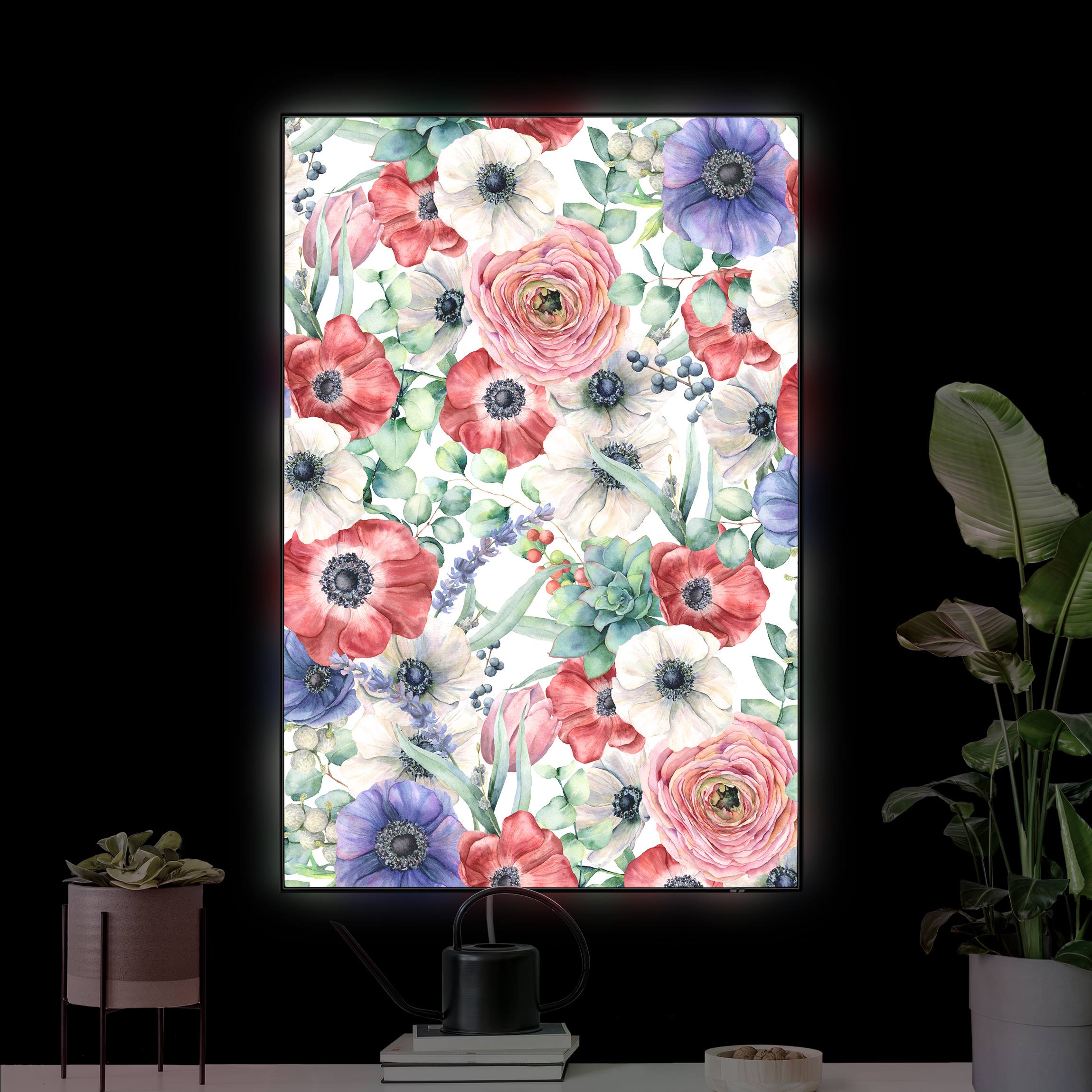 LED-Wechselbild Buntes Mohnblumen Aquarell günstig online kaufen