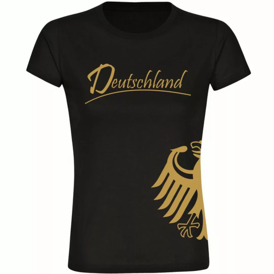 multifanshop T-Shirt Damen Deutschland - Adler seitlich Gold - Frauen günstig online kaufen
