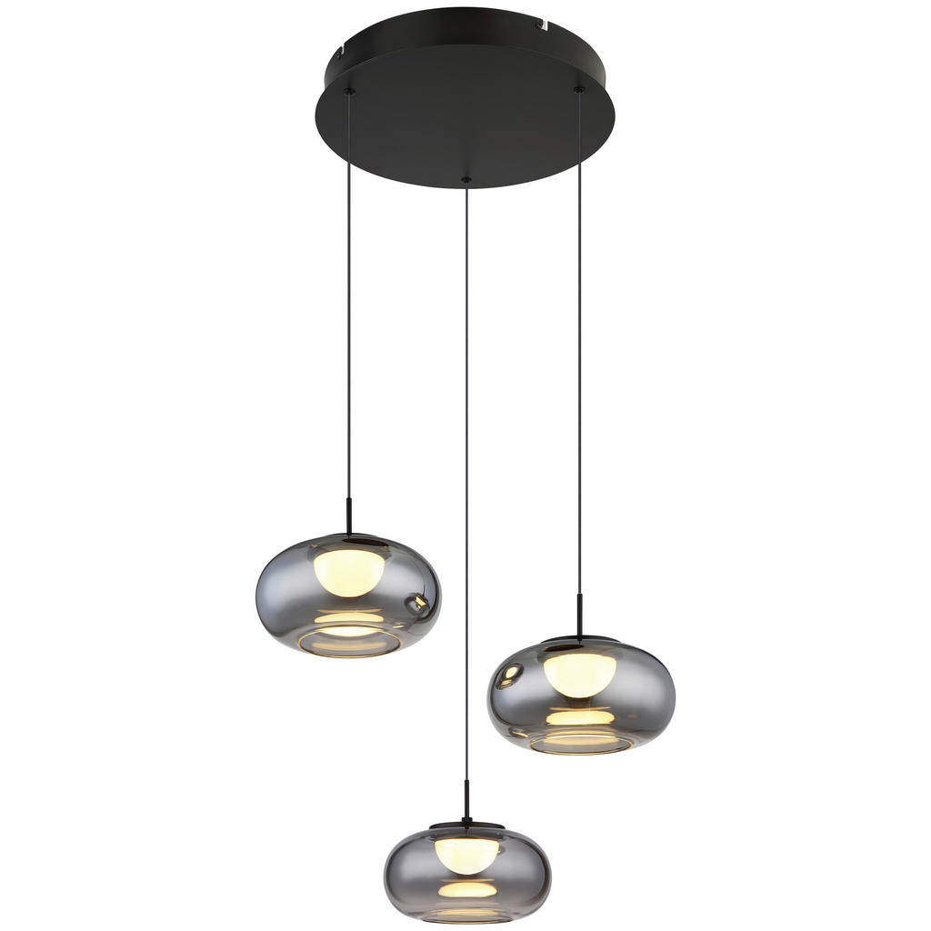 GLOBO LED-Pendelleuchte mattschwarz Rauch schwarz Metall Glas H/D: ca. 150x günstig online kaufen