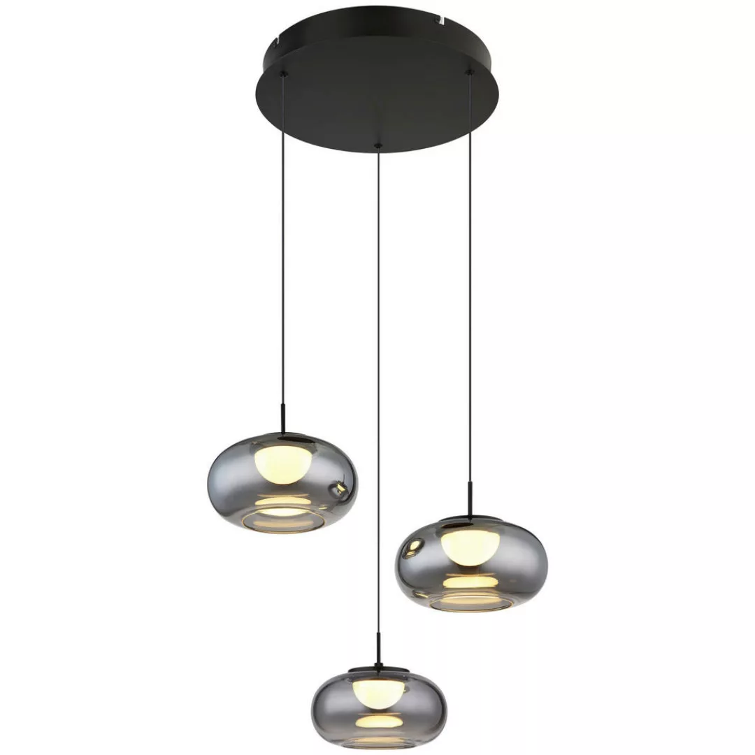 GLOBO LED-Pendelleuchte mattschwarz Rauch schwarz Metall Glas H/D: ca. 150x günstig online kaufen