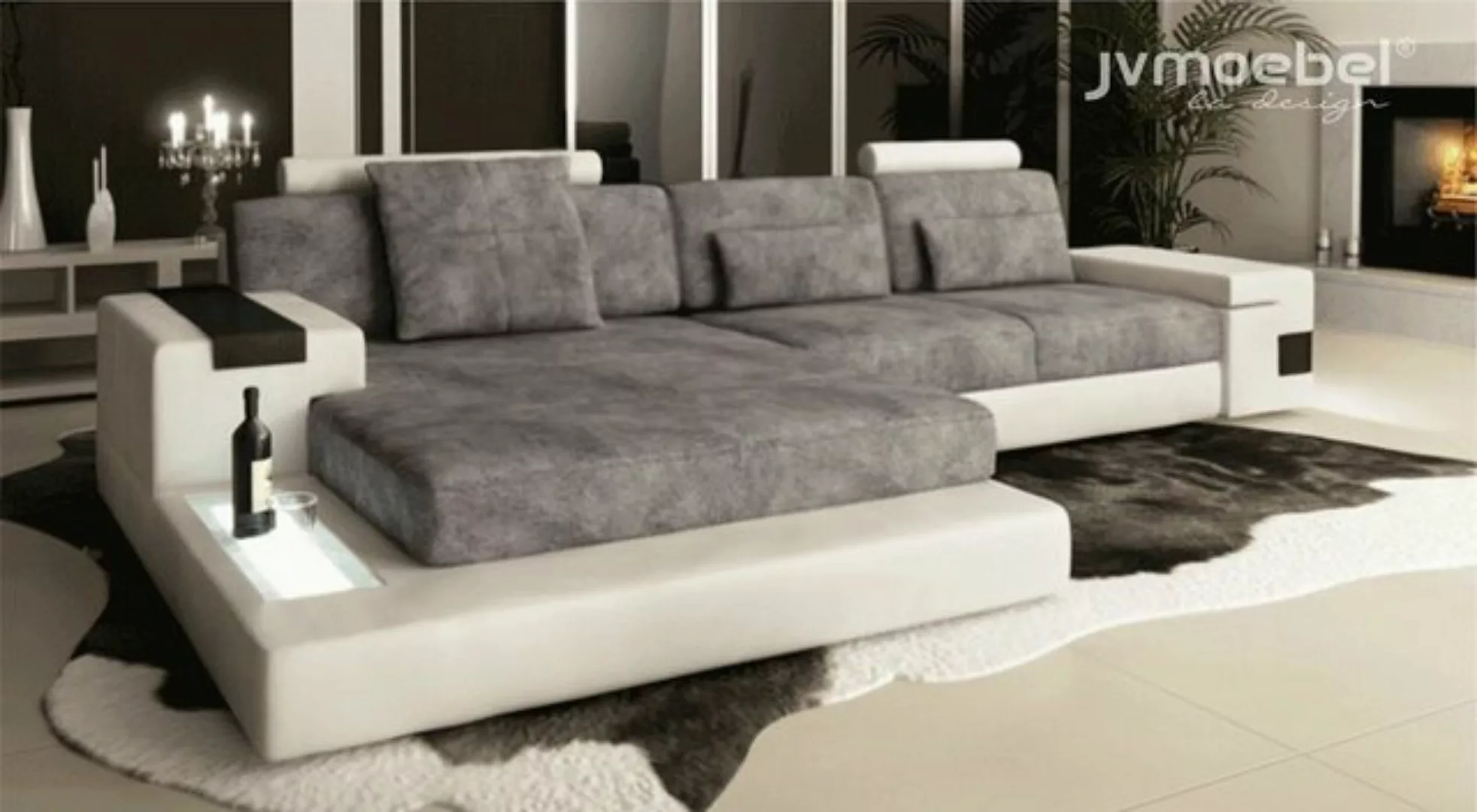 JVmoebel Ecksofa Ecksofa Wohnzimmer L-Form Polster Sofa Textil Leder Design günstig online kaufen