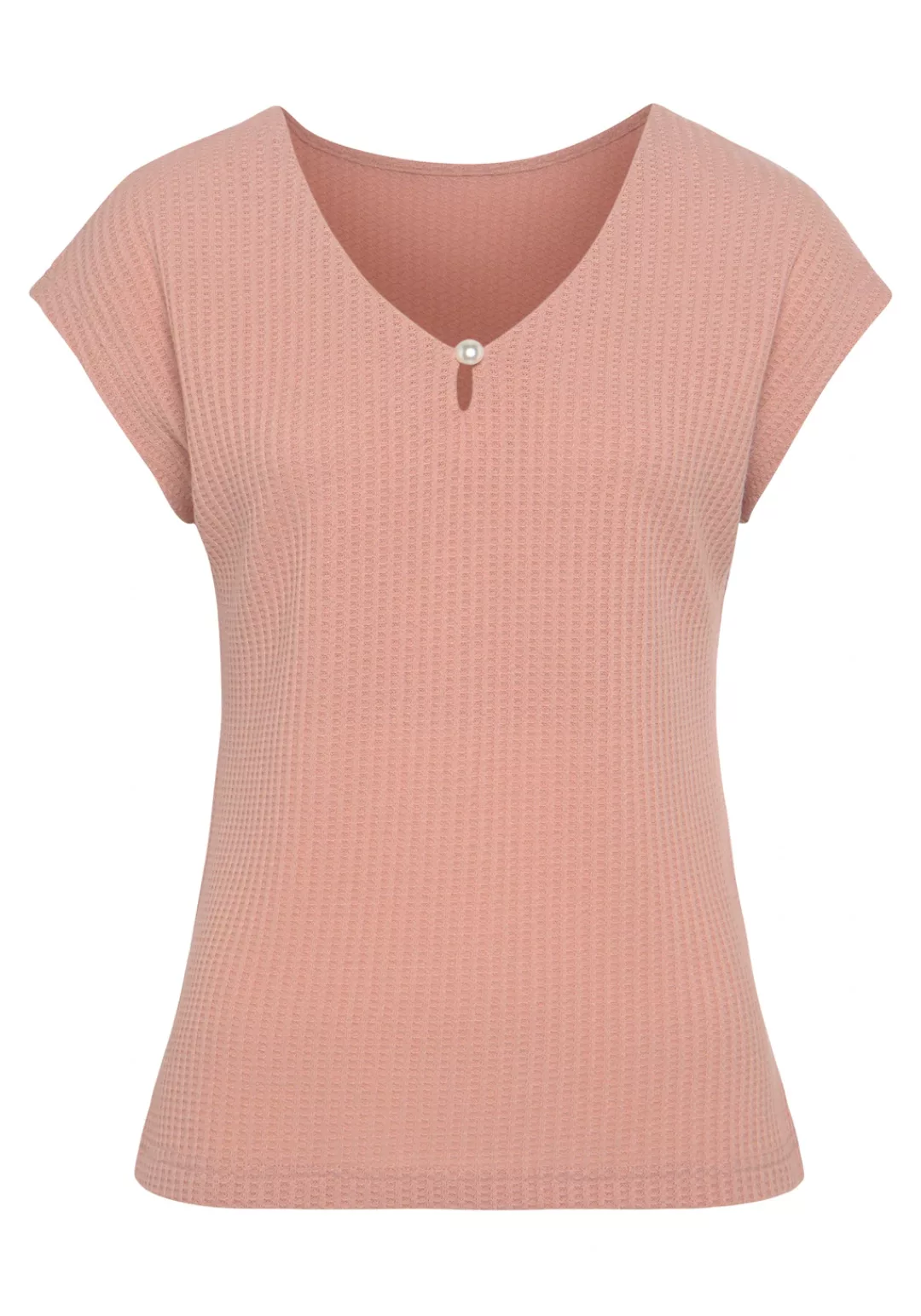 LASCANA T-Shirt mit Zierperle am Ausschnitt günstig online kaufen