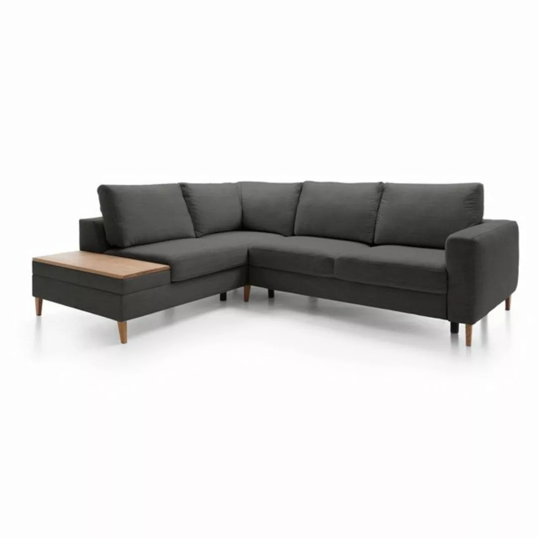 Lomadox Ecksofa ADANA-155, L-Form, langer Schenkel rechts, Bettkasten, Holz günstig online kaufen