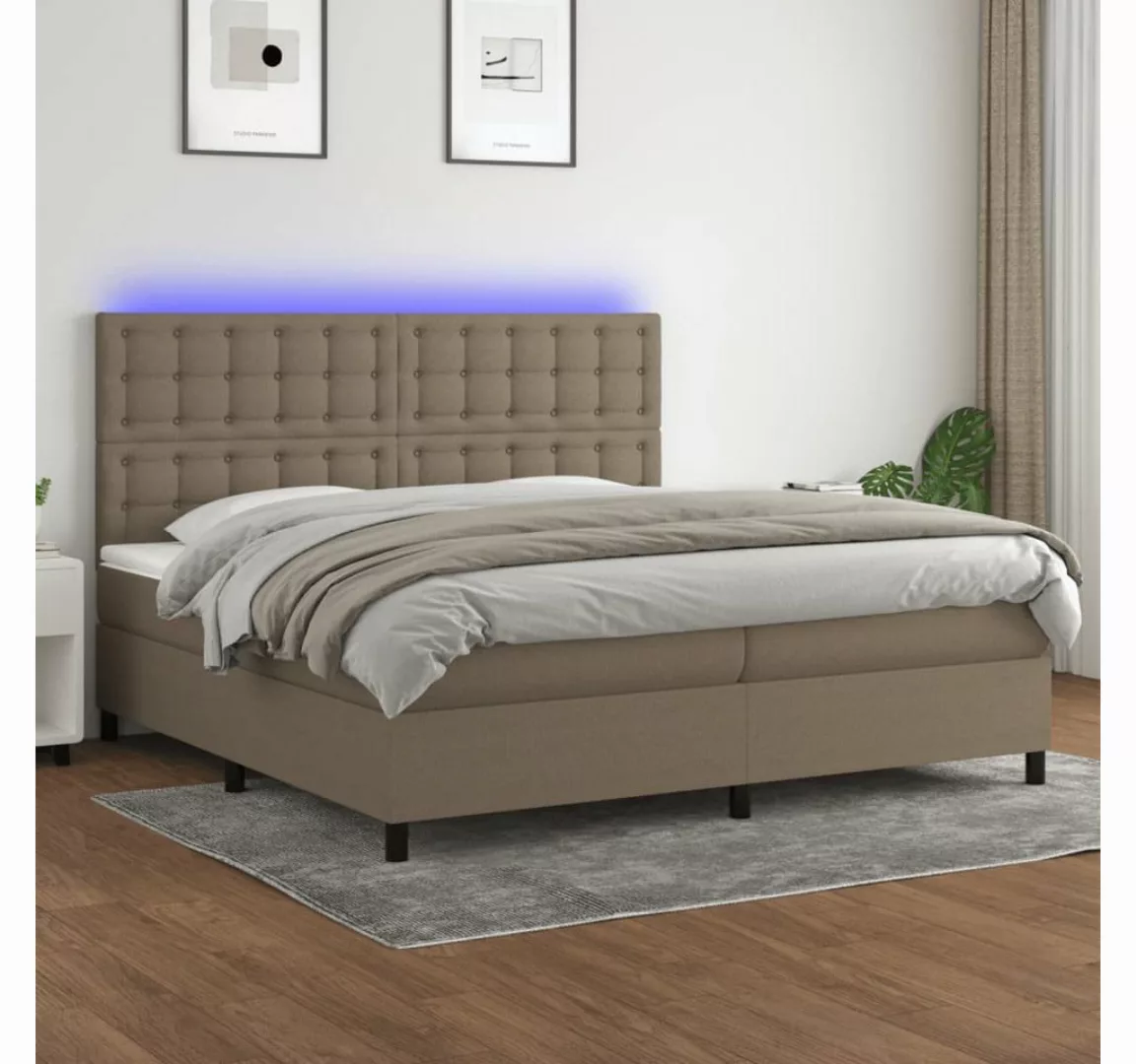 vidaXL Boxspringbett Boxspringbett mit Matratze LED Taupe 200x200 cm Stoff günstig online kaufen