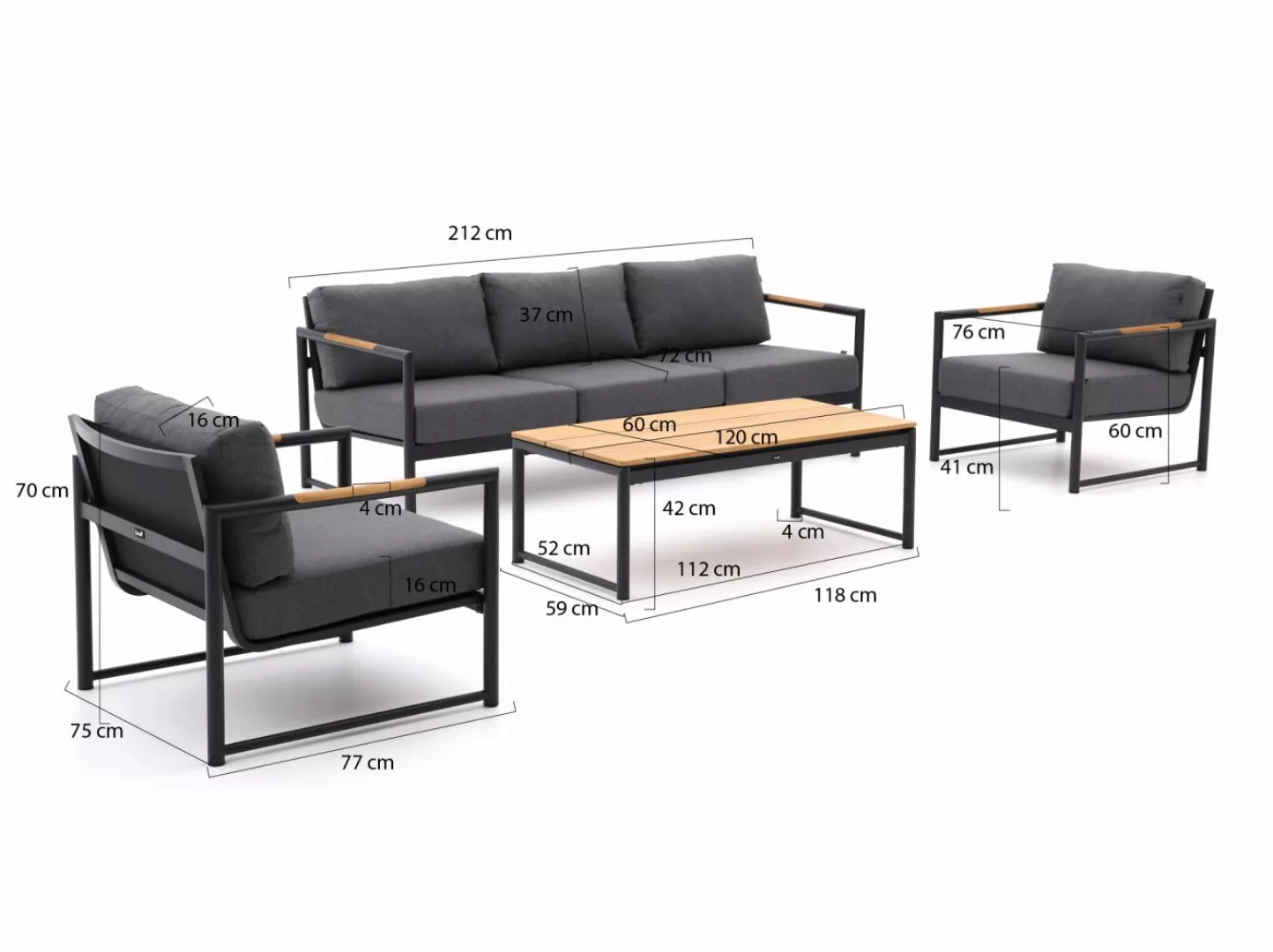 Hartman Fontaine Sessel-Sofa Lounge-Set 4-teilig günstig online kaufen