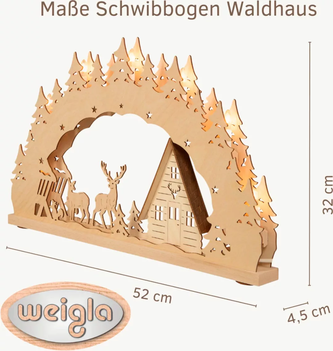 Weigla LED Schwibbogen »Waldhaus, Lichterbogen aus Holz, NATUR-BRAUN«, Erzg günstig online kaufen