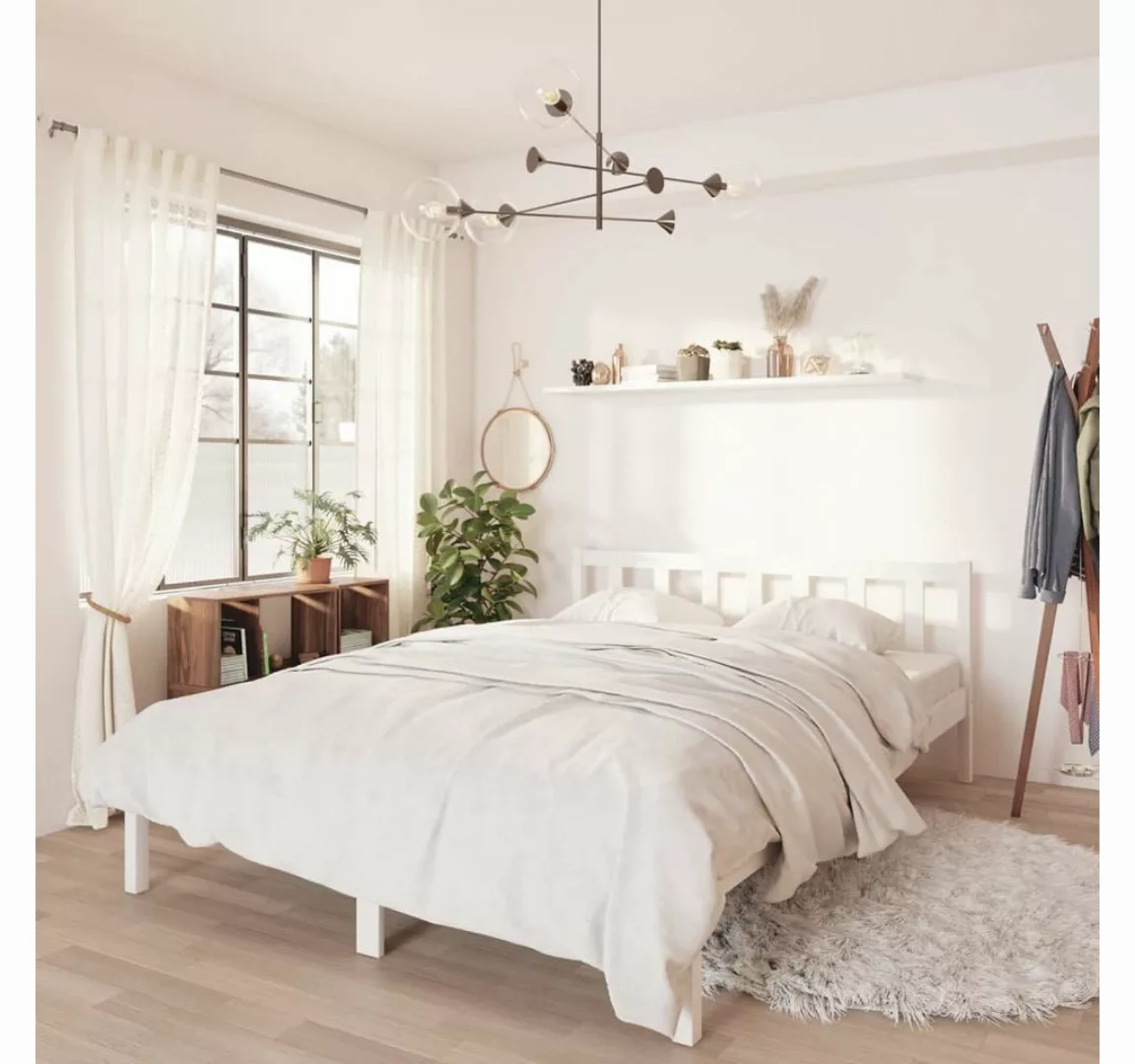 furnicato Bett Massivholzbett Weiß Kiefer 120x200 cm günstig online kaufen