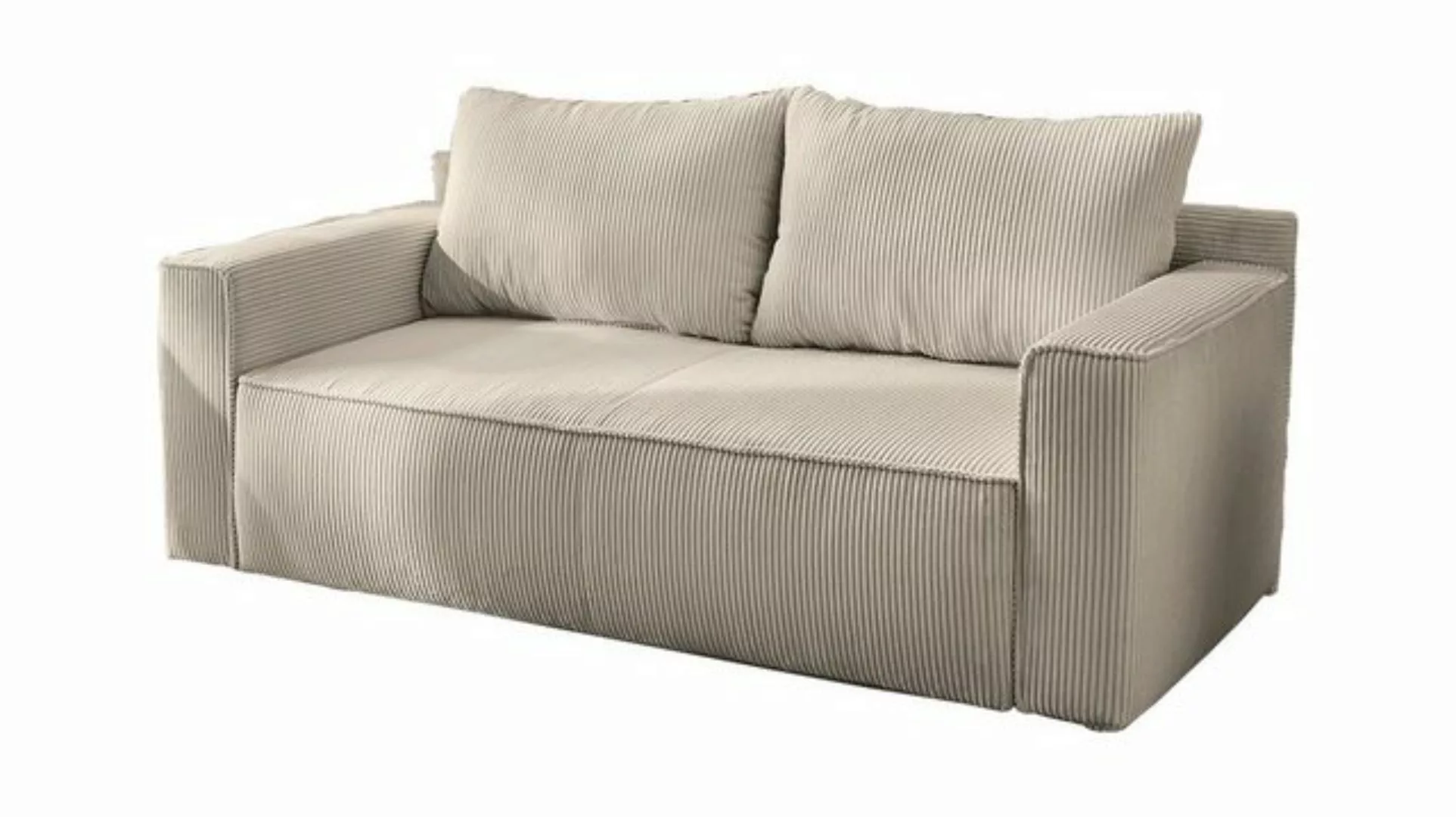 Massivart® Schlafsofa RON Cord grau-beige 185 cm mit Bettfunktion / Cordsof günstig online kaufen