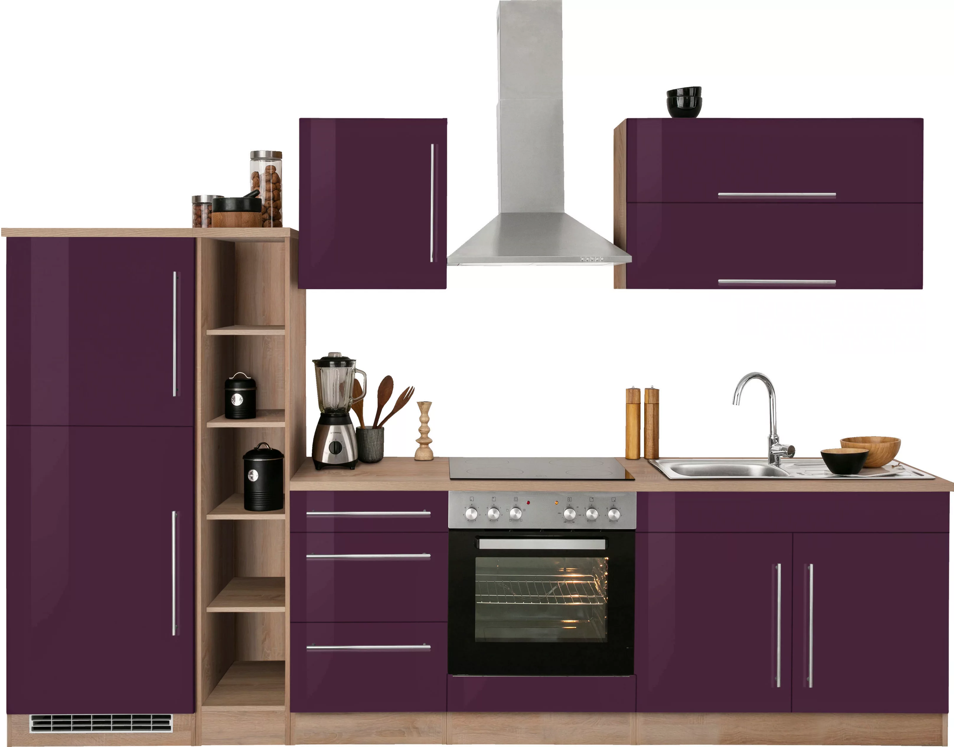 Kochstation Küchenzeile "KS-Samos", mit E-Geräten, Breite 300 cm günstig online kaufen