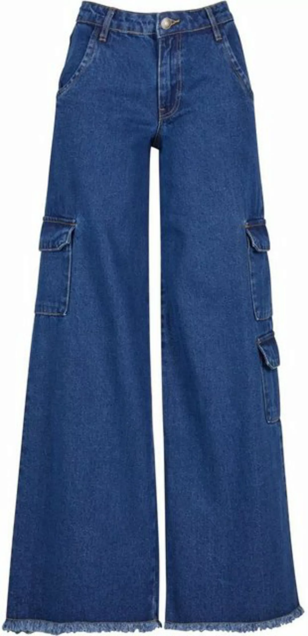 URBAN CLASSICS Funktionshose Ladies Mid Waist Cargo Denim Pants Damen Jeans günstig online kaufen