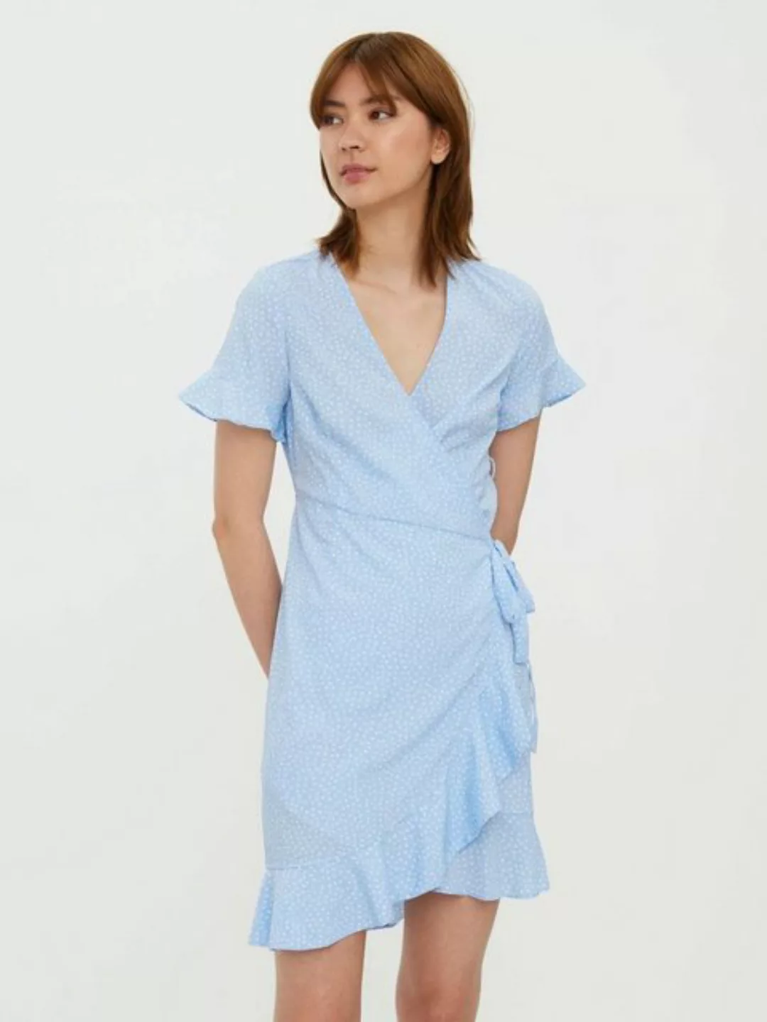 Vero Moda Shirtkleid Kurzes Wickel Kleid mit Rüschen VMHENNA (kurz) 5757 in günstig online kaufen