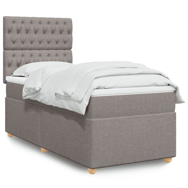 vidaXL Boxspringbett, Boxspringbett mit Matratze Taupe 100x200 cm Stoff günstig online kaufen