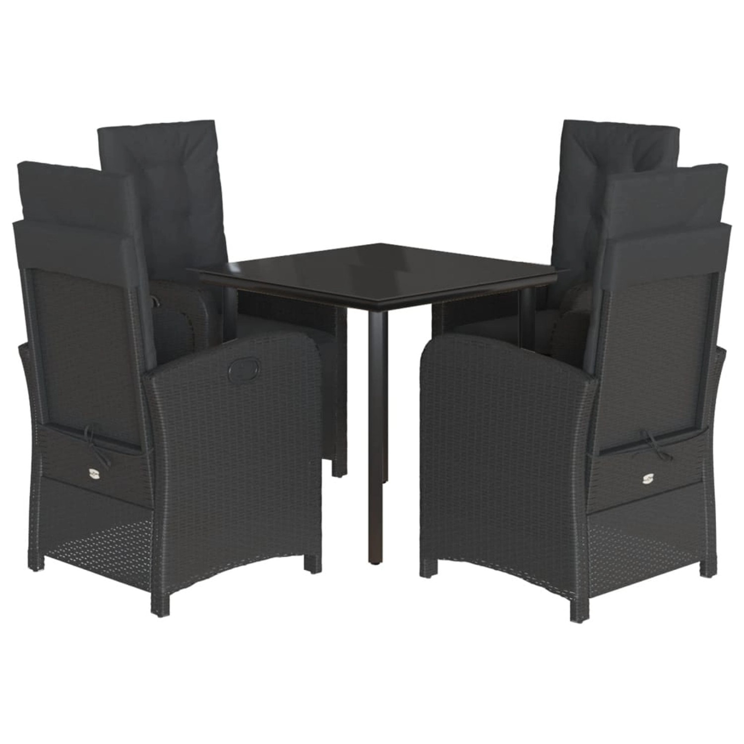 vidaXL 5-Tlg Garten-Essgruppe mit Kissen Schwarz Poly Rattan 3212536 günstig online kaufen