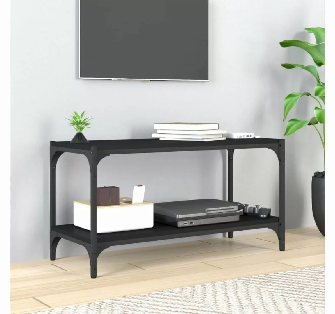 furnicato TV-Schrank Schwarz 80x33x41 cm Holzwerkstoff und Stahl günstig online kaufen