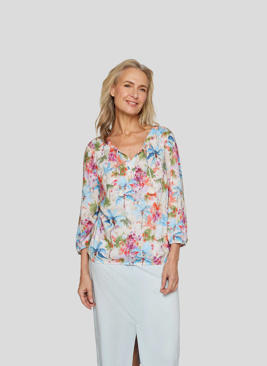 Rabe Druckbluse, im Tunika-Stil und mit floralem Muster günstig online kaufen