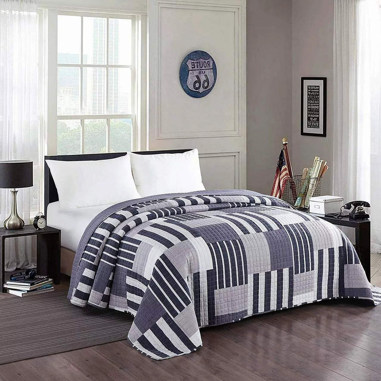 Woltu Tagesdecke, Bettdecke in Patchwork-Design blau günstig online kaufen