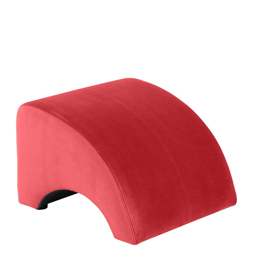 Sessel Fusshocker Rot mit Bezug aus Samtvelours modernem Design günstig online kaufen