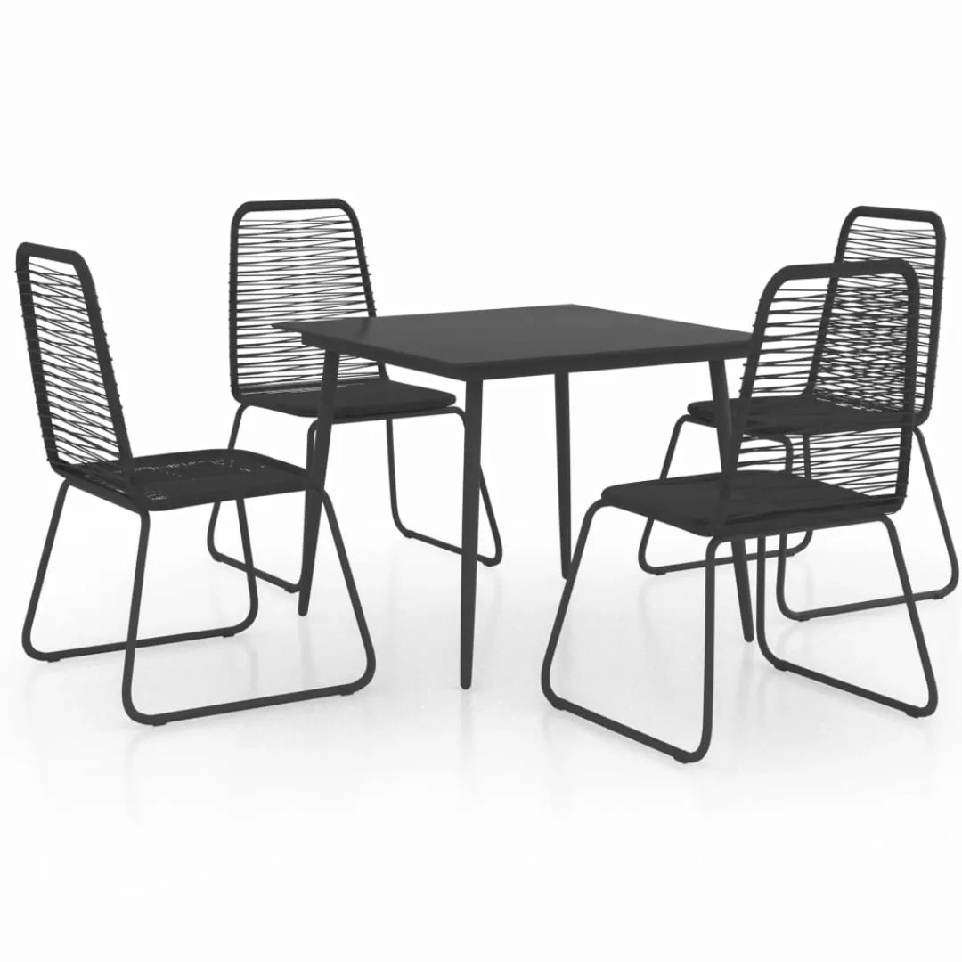 5-tlg. Garten-essgruppe Pvc Rattan Schwarz günstig online kaufen