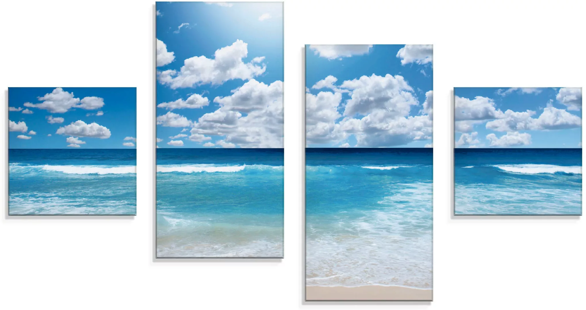 Artland Glasbild »Großartige Strandlandschaft«, Strand, (4 St.), in verschi günstig online kaufen