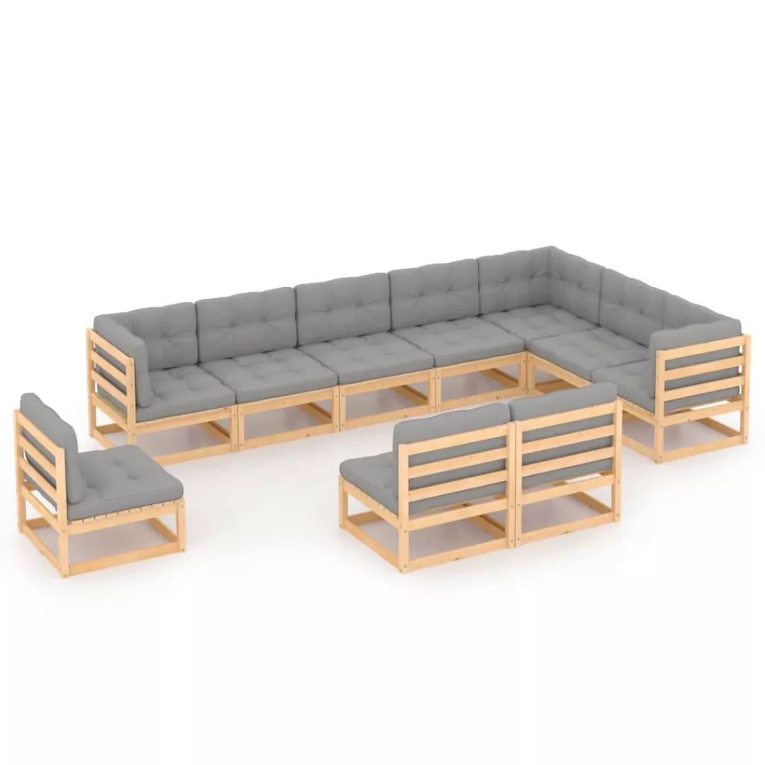 10-tlg. Garten-lounge-set Mit Kissen Kiefer Massivholz günstig online kaufen