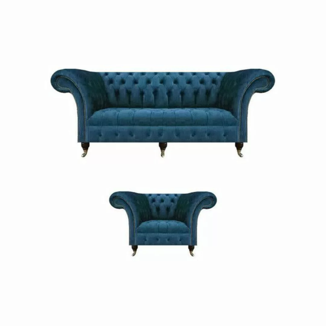 JVmoebel Chesterfield-Sofa Chester Luxus Set 2tlg Dreisitze Sofa Komplett S günstig online kaufen