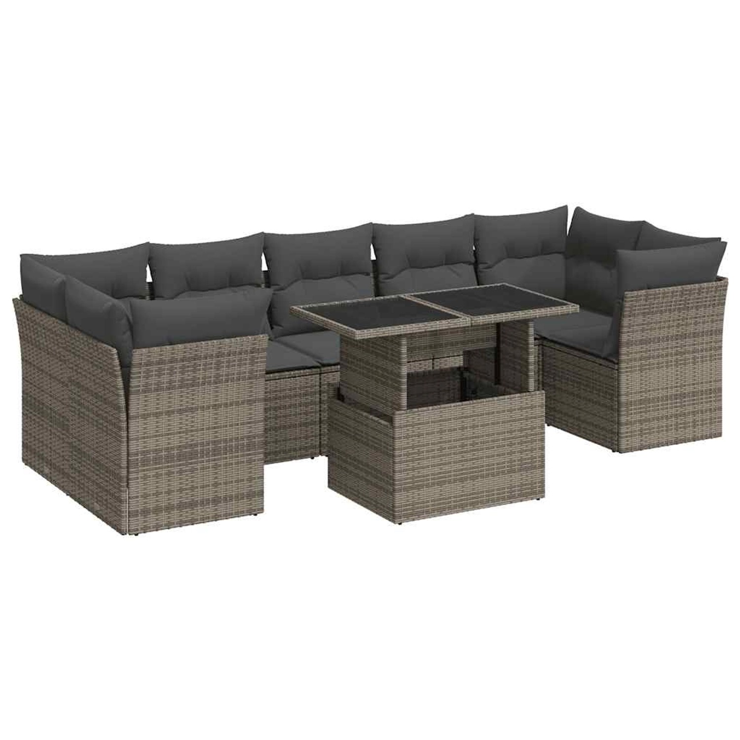 vidaXL 8-Tlg Garten-Sofagarnitur mit Kissen Grau Poly Rattan 3326121 günstig online kaufen