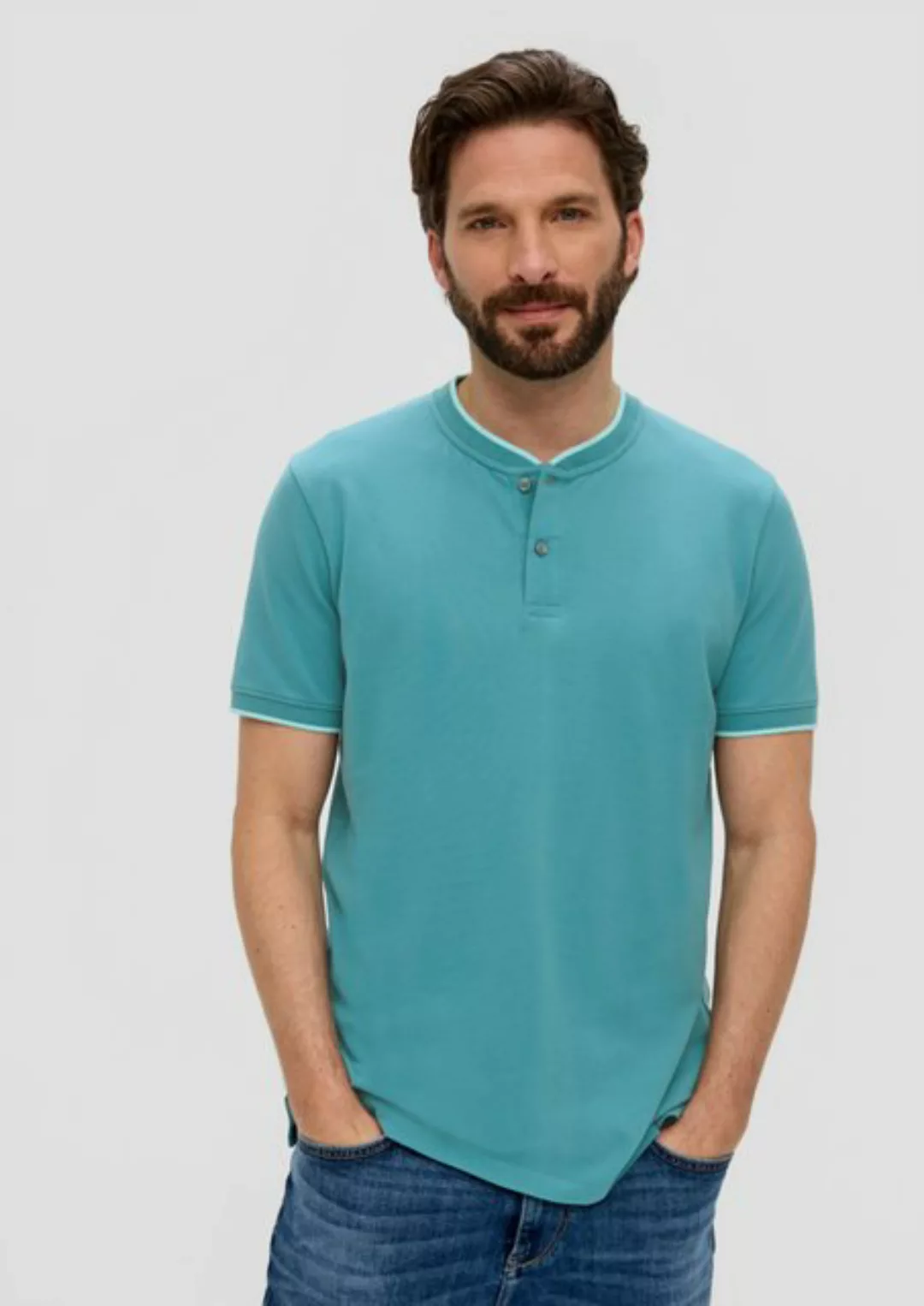s.Oliver Kurzarmshirt Poloshirt mit Henleyausschnitt Blende günstig online kaufen