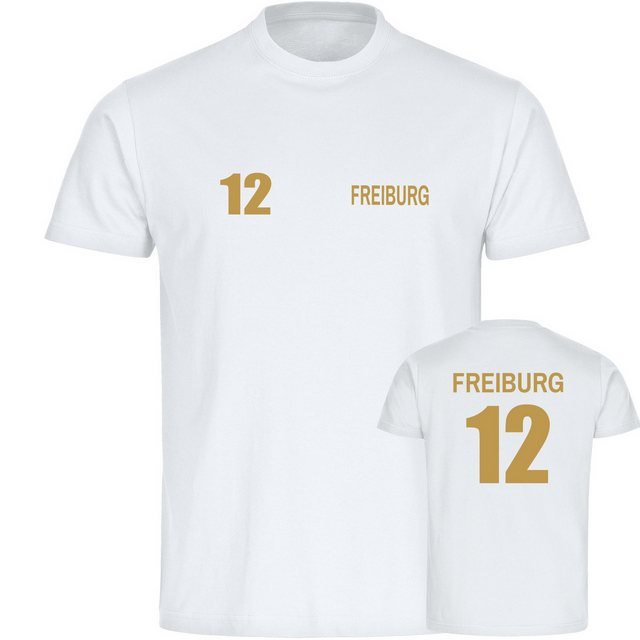 multifanshop T-Shirt Herren Freiburg - Trikot Nummer 12 gold - Männer günstig online kaufen