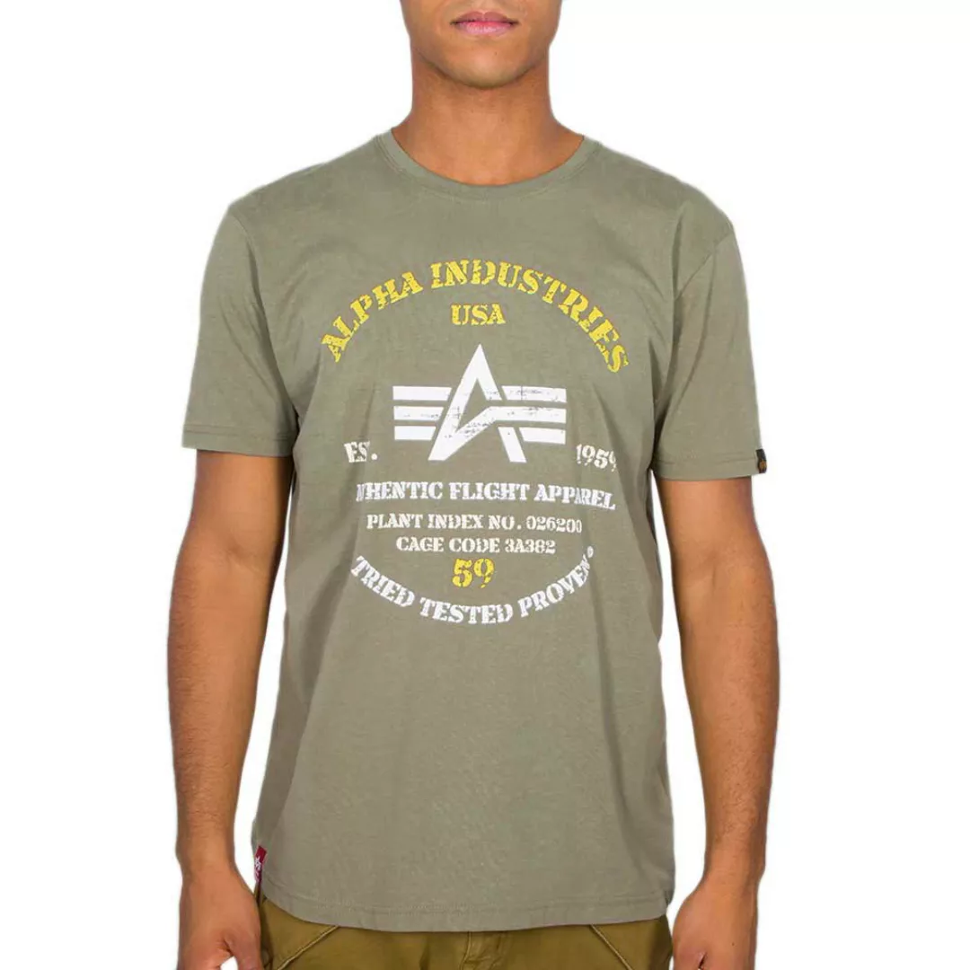 Alpha Industries Authentic Print Kurzärmeliges T-shirt XS Olive günstig online kaufen