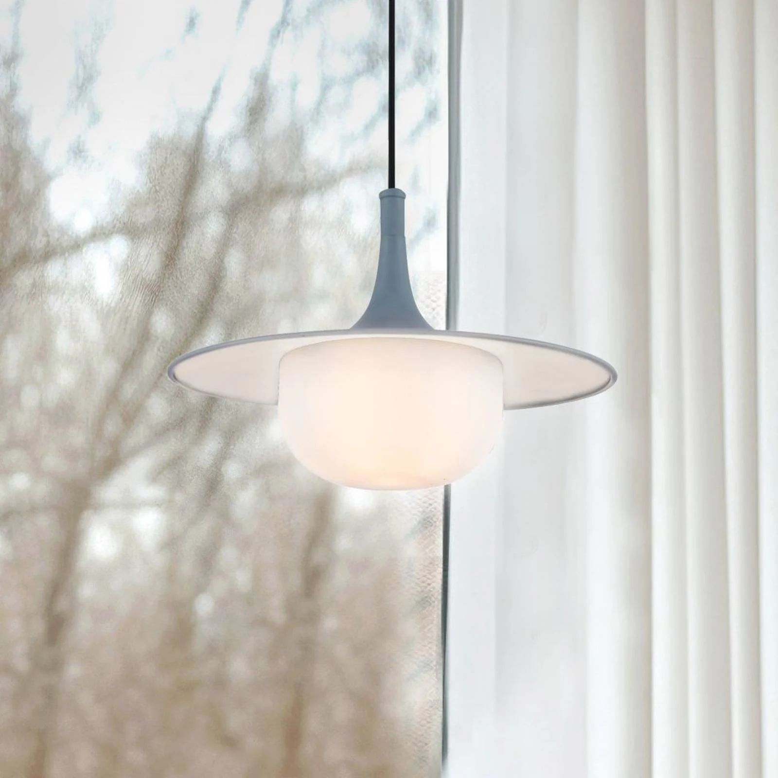 Hängelampe Fred, grau/weiß, Ø 35 cm, Kunststoff/Metall günstig online kaufen