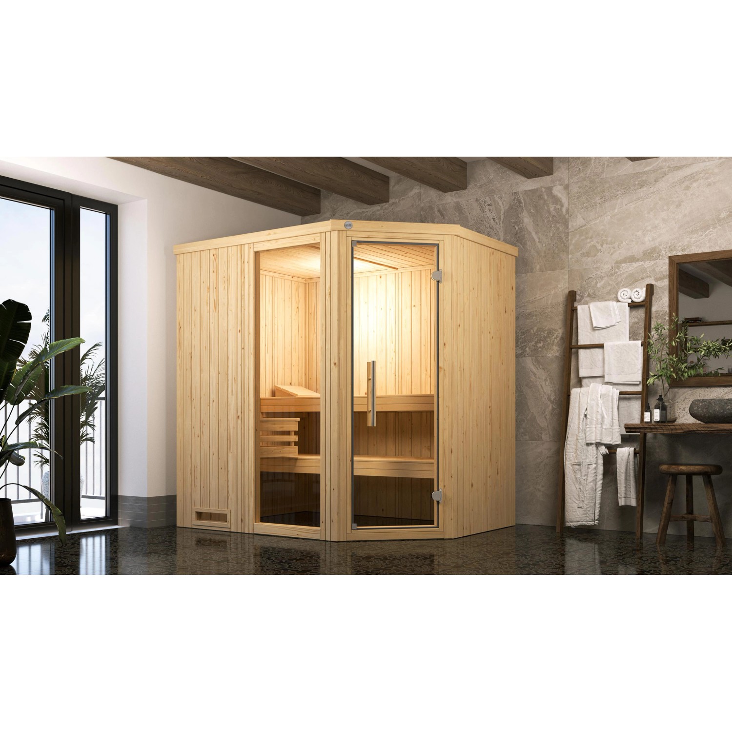 Weka Elementsauna Varberg 1 Sparset 7,5 kW OS Glastür/Fenster günstig online kaufen