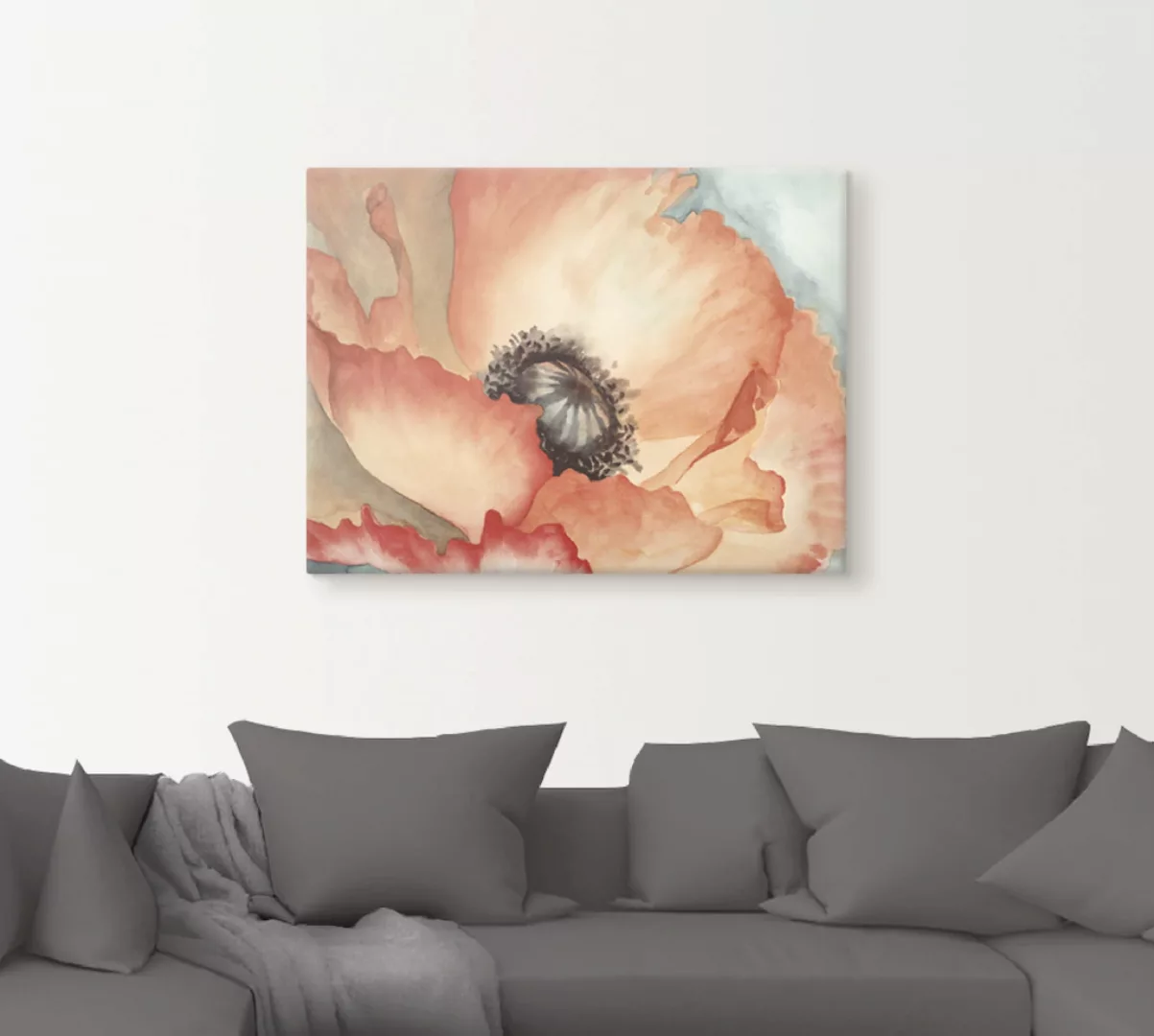 Artland Wandbild »Wasserfarben Mohn II«, Blumen, (1 St.), als Leinwandbild günstig online kaufen