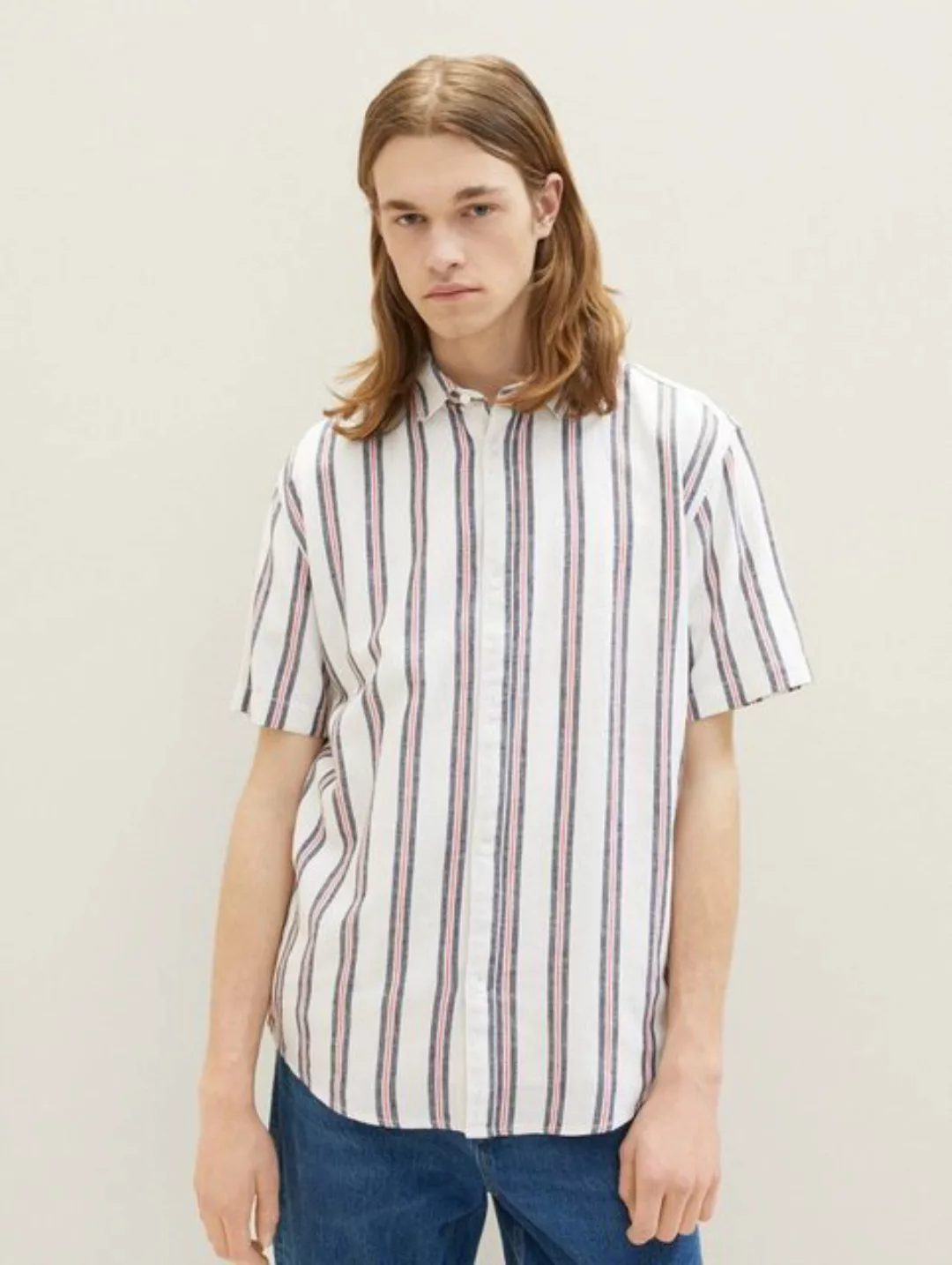 TOM TAILOR Denim Streifenhemd mit kurzen Ärmeln günstig online kaufen