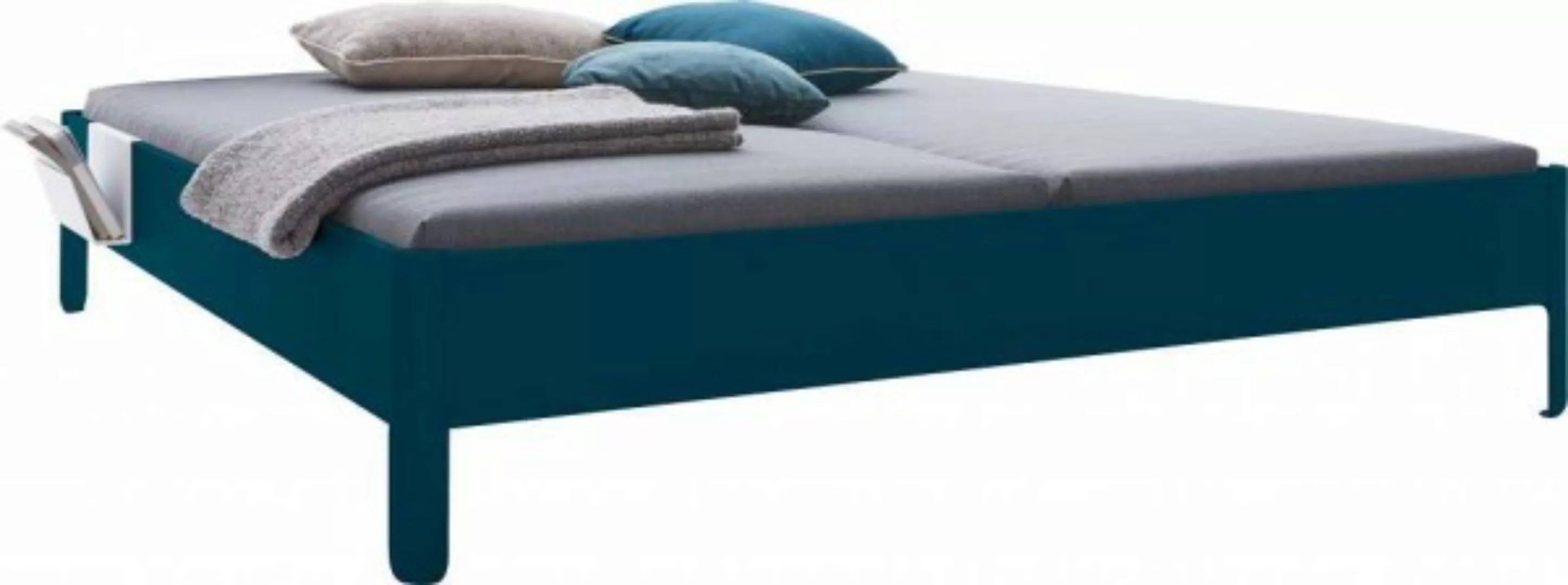 NAIT Doppelbett farbig lackiert Sattblau 160 x 220cm Ohne Kopfteil günstig online kaufen