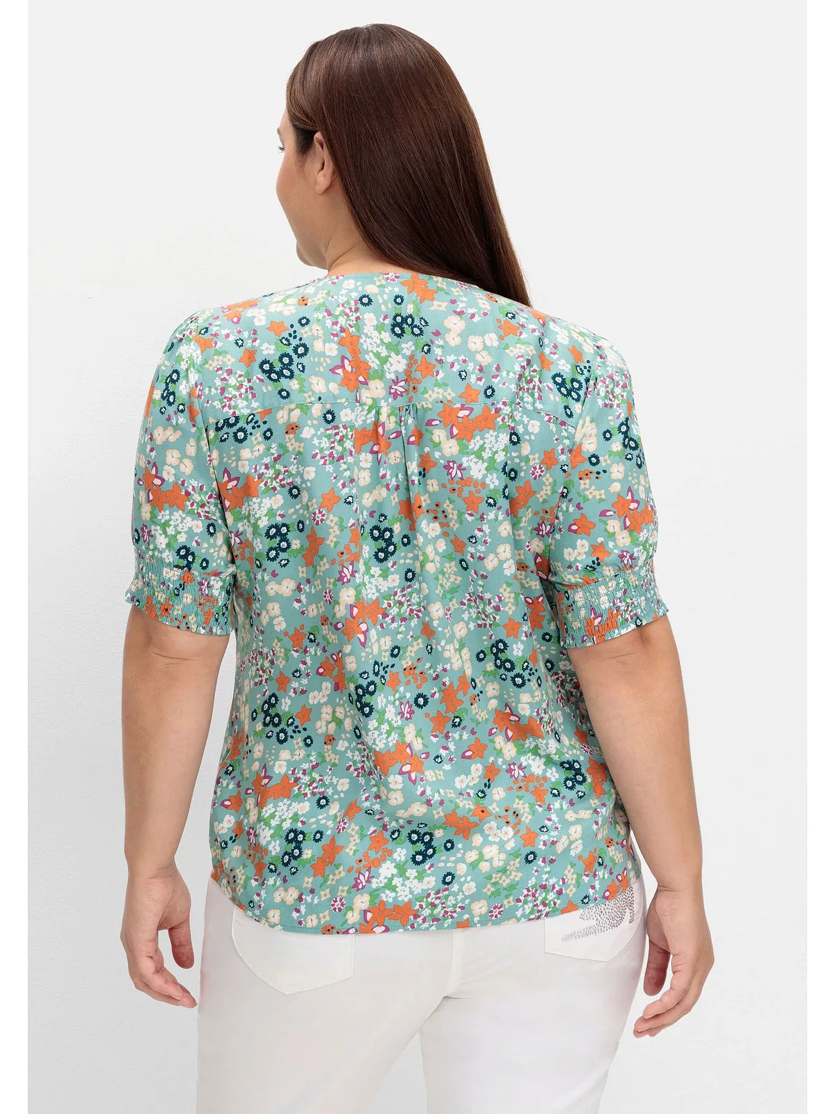 Sheego Druckbluse "Große Größen", mit V-Ausschnitt und Blumenprint günstig online kaufen