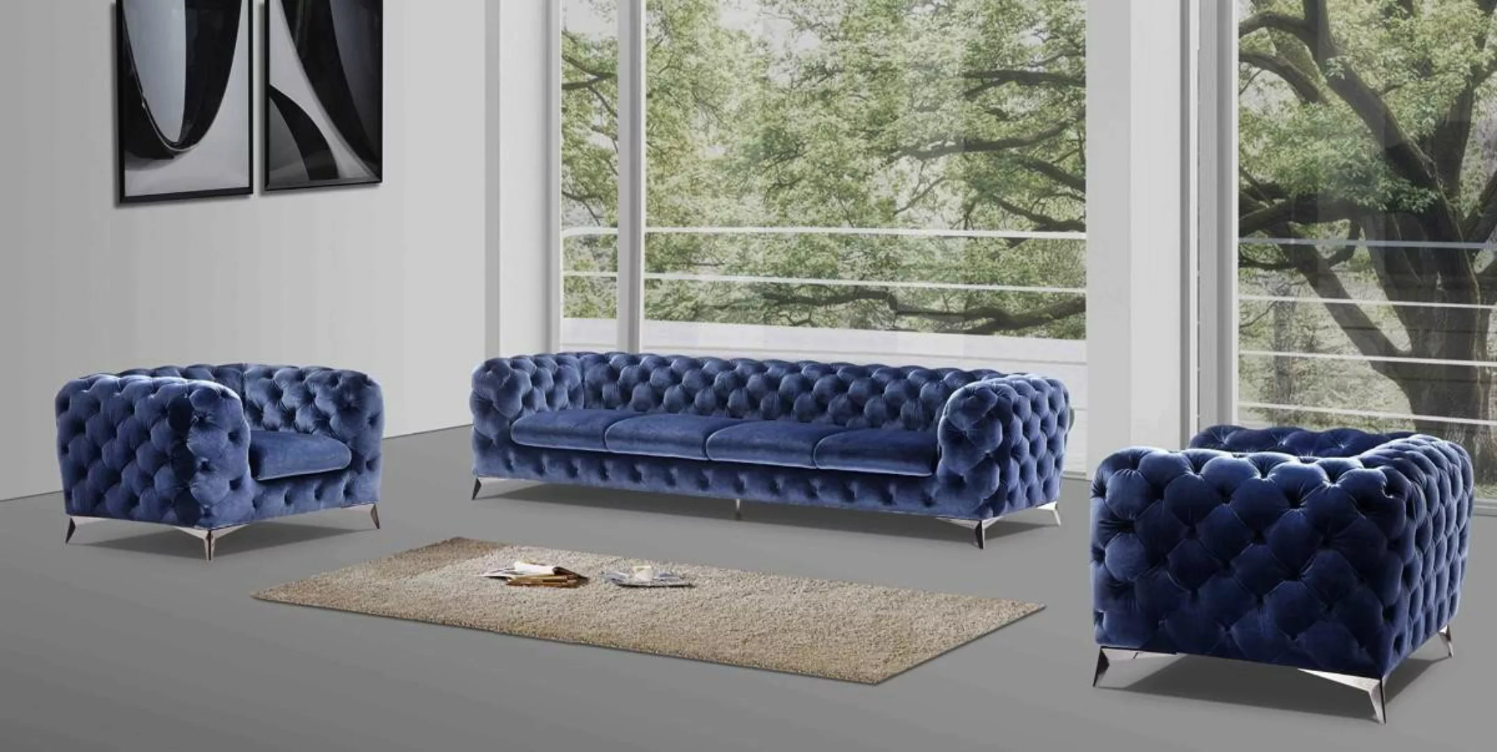 Xlmoebel Sofa Sofa Chesterfield Stoffsofa Polstergruppe 2+2 Designersofas N günstig online kaufen